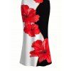Vacation Dress Contrast Color Hibiscus Floral Print Spaghetti Strap Maxi Bodycon Dress - Noir XXL | US 14