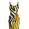 Hawaiian Vacation Dress Tropical Palm Leaf Zebra Print Spaghetti Strap Maxi Bodycon Dress - Brun Doré XL | US 12