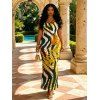 Hawaiian Vacation Dress Tropical Palm Leaf Zebra Print Spaghetti Strap Maxi Bodycon Dress - Brun Doré XXL | US 14
