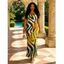 Hawaiian Vacation Dress Tropical Palm Leaf Zebra Print Spaghetti Strap Maxi Bodycon Dress - Brun Doré XXL | US 14