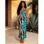 Hawaiian Vacation Dress Tropical Palm Leaf Zebra Print Spaghetti Strap Maxi Bodycon Dress - Brun Doré S | US 4