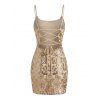 Party Dress Sequined Printed Spaghetti Strap Bodycon Mini Prom Dress - d'or S | US 4