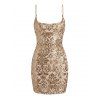 Party Dress Sequined Printed Spaghetti Strap Bodycon Mini Prom Dress - d'or S | US 4