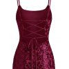 Party Dress Sequined Printed Spaghetti Strap Bodycon Mini Prom Dress - Rouge Vineux M | US 6