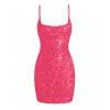 Party Dress Sequined Printed Spaghetti Strap Bodycon Mini Prom Dress - Rouge Rose L | US 8-10