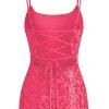 Party Dress Sequined Printed Spaghetti Strap Bodycon Mini Prom Dress - Rouge Rose L | US 8-10