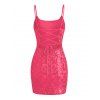 Party Dress Sequined Printed Spaghetti Strap Bodycon Mini Prom Dress - Rouge Rose L | US 8-10