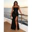 Party Dress Sequined Lace Up Back High Slit Bodycon Elegant Dress - Rouge Rose XL | US 12