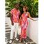 Vacation Couple Outfit Gradient Fluid Texture Print Spaghetti Strap Maxi Bodycon Dress and Shirt Set - Rose Vif S | US 4