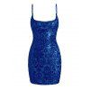 Party Dress Sequined Printed Spaghetti Strap Bodycon Mini Prom Dress - Bleu XL | US 12