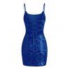 Party Dress Sequined Printed Spaghetti Strap Bodycon Mini Prom Dress - Bleu XL | US 12