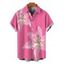 Men's Vacation Shirt Lily Floral Print Button Up Shirt - Rose Vif 5XL
