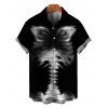 Men's Gothic Shirt Skeleton Print Button Up Shirt - Noir 5XL