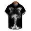 Men's Gothic Shirt Skeleton Print Button Up Shirt - Noir 5XL