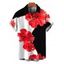 Men's Vacation Shirt Contrast Color Hibiscus Floral Print Button Up Shirt - Noir 5XL