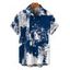 Men's Casual Shirt Vintage Grunge Ink Wash Abstract Print Button Up Shirt - Bleu profond 5XL