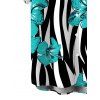 Men's Hawaiian Vacation Shirt Tropical Hibiscus Floral Zebra Print Button Up Shirt - Turquoise 5XL