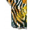 Men's Hawaiian Vacation Shirt Tropical Palm Leaf Zebra Print Button Up Shirt - Brun Doré 5XL