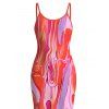 Vacation Dress Gradient Fluid Texture Print Spaghetti Strap Maxi Bodycon Dress - Rose Vif XXL | US 14