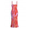 Vacation Dress Gradient Fluid Texture Print Spaghetti Strap Maxi Bodycon Dress - Rose Vif XXL | US 14