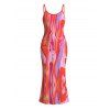 Vacation Dress Gradient Fluid Texture Print Spaghetti Strap Maxi Bodycon Dress - Rose Vif XXL | US 14