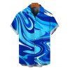 Men's Vacation Shirt Gradient Marbled Liquid Swirl Texture Pattern Button Up Shirt - Bleu 5XL