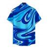 Men's Vacation Shirt Gradient Marbled Liquid Swirl Texture Pattern Button Up Shirt - Bleu 5XL