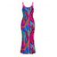 Vacation Dress Colorful Abstract Swirl Print Spaghetti Strap Maxi Bodycon Dress - Rose Vif XXL | US 14