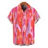 Men's Vacation Shirt Gradient Fluid Texture Print Button Up Shirt - Rose Vif 5XL