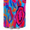 Men's Vacation Shirt Colorful Abstract Swirl Print Button Up Shirt - Rose Vif 5XL