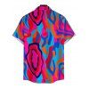 Men's Vacation Shirt Colorful Abstract Swirl Print Button Up Shirt - Rose Vif 5XL