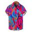 Men's Vacation Shirt Colorful Abstract Swirl Print Button Up Shirt - Rose Vif 5XL