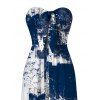 Vacation Couple Outfit Vintage Grunge Ink Wash Abstract Print Tied Pocket Off the Shoulder Wide Leg Jumpsuit and Shirt Set - Bleu profond S | US 4