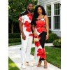 Vacation Couple Outfit Contrast Color Hibiscus Floral Print Spaghetti Strap Maxi Bodycon Dress and Shirt Set - Noir S | US 4
