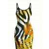 Hawaiian Vacation Couple Outfit Tropical Palm Leaf Zebra Print Spaghetti Strap Maxi Bodycon Dress and Shirt Set - Brun Doré S | US 4