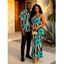 Hawaiian Vacation Couple Outfit Tropical Palm Leaf Zebra Print Spaghetti Strap Maxi Bodycon Dress and Shirt Set - Brun Doré S | US 4