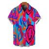 Vacation Couple Outfit Colorful Abstract Swirl Print Spaghetti Strap Maxi Bodycon Dress and Shirt Set - Rose Vif S | US 4