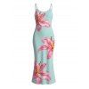Vacation Dress Lily Floral Pattern Spaghetti Strap Maxi Bodycon Dress - Vert clair XXL | US 14