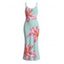 Vacation Dress Lily Floral Pattern Spaghetti Strap Maxi Bodycon Dress - Vert clair XXL | US 14