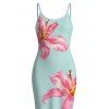 Vacation Dress Lily Floral Pattern Spaghetti Strap Maxi Bodycon Dress - Vert clair XXL | US 14