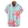 Men's Vacation Shirt Lily Floral Pattern Button Up Shirt - Bleu clair 5XL