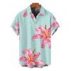 Vacation Couple Outfit Lily Floral Pattern Spaghetti Strap Maxi Bodycon Dress and Shirt Set - Bleu clair S | US 4
