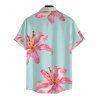 Vacation Couple Outfit Lily Floral Pattern Spaghetti Strap Maxi Bodycon Dress and Shirt Set - Bleu clair S | US 4