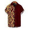 Vacation Couple Outfit Sequined Leopard Print Spaghetti Strap Maxi Bodycon Dress and Colorblock Shirt Set - Rouge Vineux S | US 4