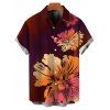 Vacation Couple Outfit Ombre Hibiscus Floral Print Pocket Spaghetti Strap Dress and Shirt Set - Rouge Vineux S | US 4