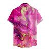 Hawaiian Vacation Couple Outfit Metallic Gold Marble Fluid Print Spaghetti Strap Maxi Bodycon Dress and Shirt Set - Rose Vif S | US 4
