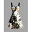 Vacation Dress Contrast Color Floral Leaf Print Ruched Bust Mini Dress - Noir XXXXXL | US 20