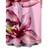 Men's Vacation Shirt Orchid Floral Print Button Up Shirt - Rose 5XL