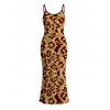 Vacation Dress Sequined Leopard Print Spaghetti Strap Maxi Bodycon Dress - Rouge Vineux XXL | US 14