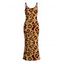 Vacation Dress Sequined Leopard Print Spaghetti Strap Maxi Bodycon Dress - Rouge Vineux XXL | US 14